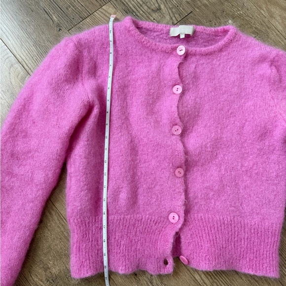 Bubble gum pink mohair cardigan sweater - Picture 2 of 5
